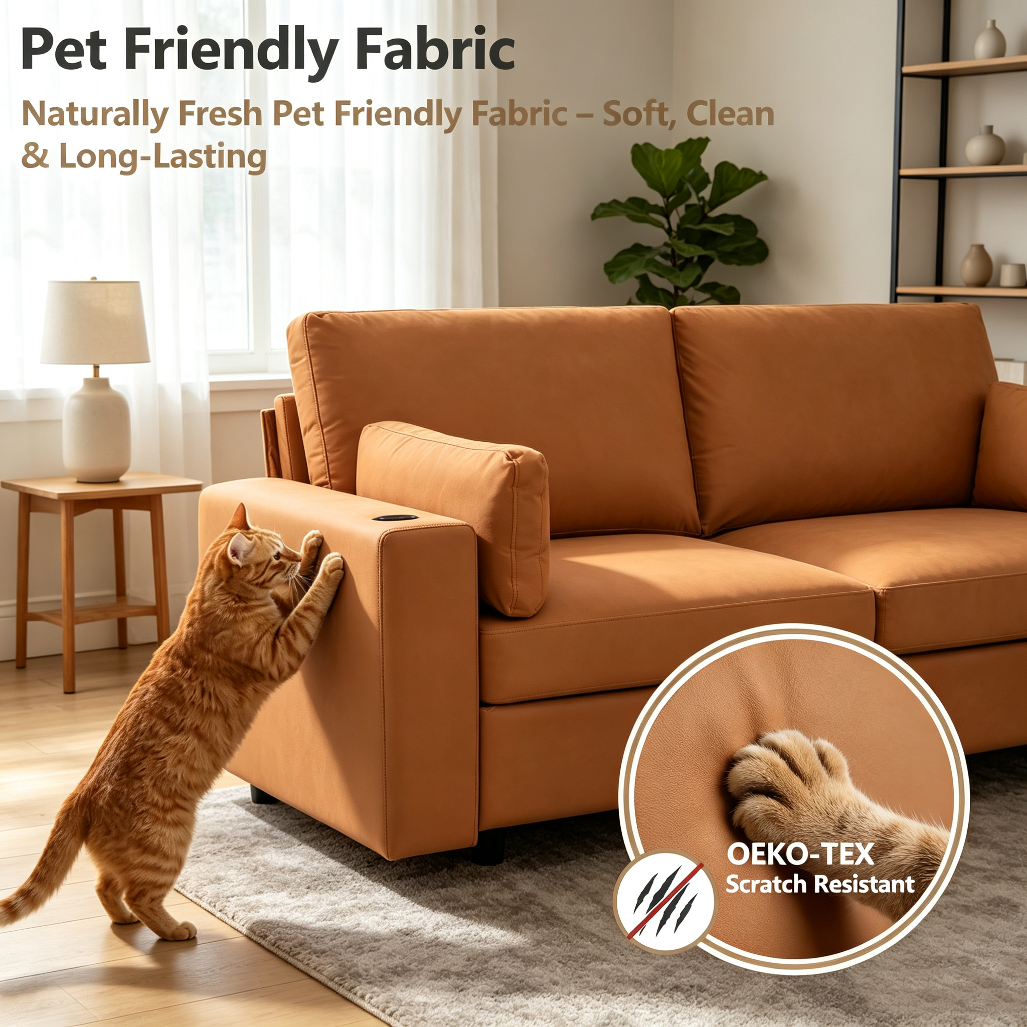 151" Oversized Modular U-Shaped Sectional Sofa with 2 Storage Ottomans, Deep Seat Faux Leather Couch, Scratch-Resistant Vegan Leather, Modern Living Room, Brown