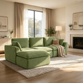 110.5" 3-Seater L-Shaped Cloud Sofa with Ottoman, Deep Seat Modular Sectional Couch with Memory Foam, Soft Chenille Fabric, Plush Comfy Sofa for Living Room, Green
