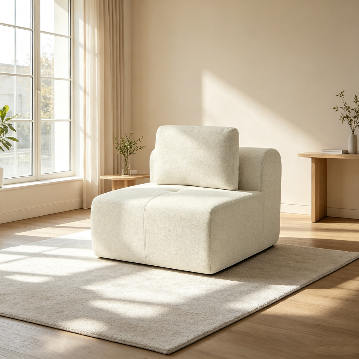 37" Oversized Cloud Modular Sofa, High Back & Extra Deep Seat, No Assembly Required Soft Chenille, Single Seat,Beige