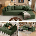 108" L-Shape Modular Cloud Sectional Boneless Sofa with Chaise, Extra-Wide Deep Seat Plush Corduroy Couch for Living Rooms & Apartments (Green)