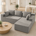 Cfvyne 98" Modular Sectional Sofa with Chaise, Boneless Cloud Couch with Dual-Layer Foam, Deep Seat L-Shaped Corduroy Sofa for Living Room, Light Gray