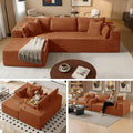 108" L-Shape Modular Cloud Sectional Boneless Sofa with Chaise, Extra-Wide Deep Seat Plush Corduroy Couch for Living Rooms & Apartments (Orange)