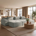 122" Modular Sectional Sofa U-Shaped Oversized Cloud Couch with High Back & Extra Deep Seat, No Assembly Required, Plush Chenille, 6 Seat, Light Grey