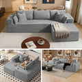108" L-Shape Modular Cloud Sectional Boneless Sofa with Chaise, Extra-Wide Deep Seat Plush Corduroy Couch for Living Rooms & Apartments (Light Grey)