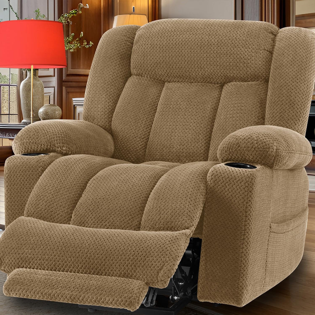 Large-Wide Power Lift Recliner Chair for Elderly, Big and Tall, Heat and Massage, Lift Chairs Recliners with Extended Footrest, Remote Control, 2 Cup Holders