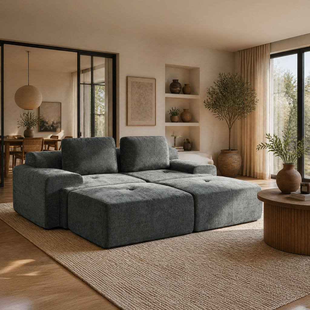 85" Oversized Cloud Modular Sofa, High Back & Extra Deep Seat, No Assembly Required Soft Chenille, Single Seat,Gray