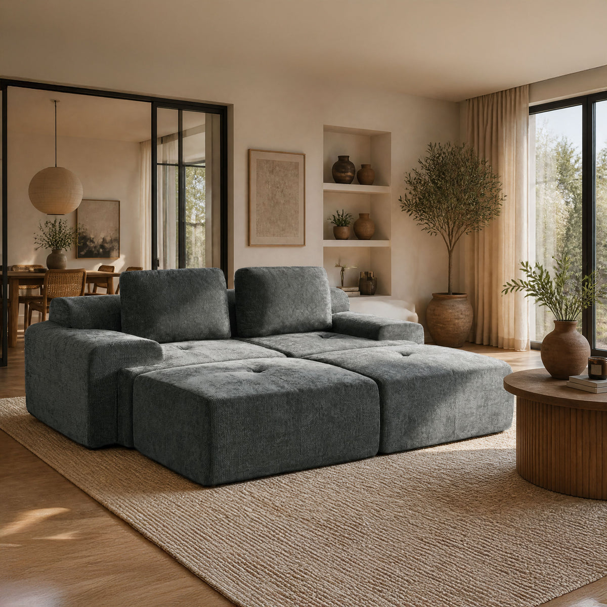 85" Oversized Cloud Modular Sofa, High Back & Extra Deep Seat, No Assembly Required Soft Chenille, Single Seat,Gray
