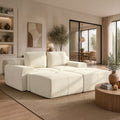 85" Oversized Cloud Modular Sofa, High Back & Extra Deep Seat, No Assembly Required Soft Chenille, 2 Seats &2 Ottoman,Beige