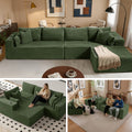 138" L-Shape Modular Cloud Sectional Boneless Sofa with Chaise, Extra-Wide Deep Seat Plush Corduroy Couch for Living Rooms & Apartments (Green)