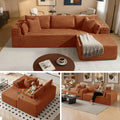 108" L-Shape Modular Cloud Sectional Boneless Sofa with Chaise, Extra-Wide Deep Seat Plush Corduroy Couch for Living Rooms & Apartments (Orange)