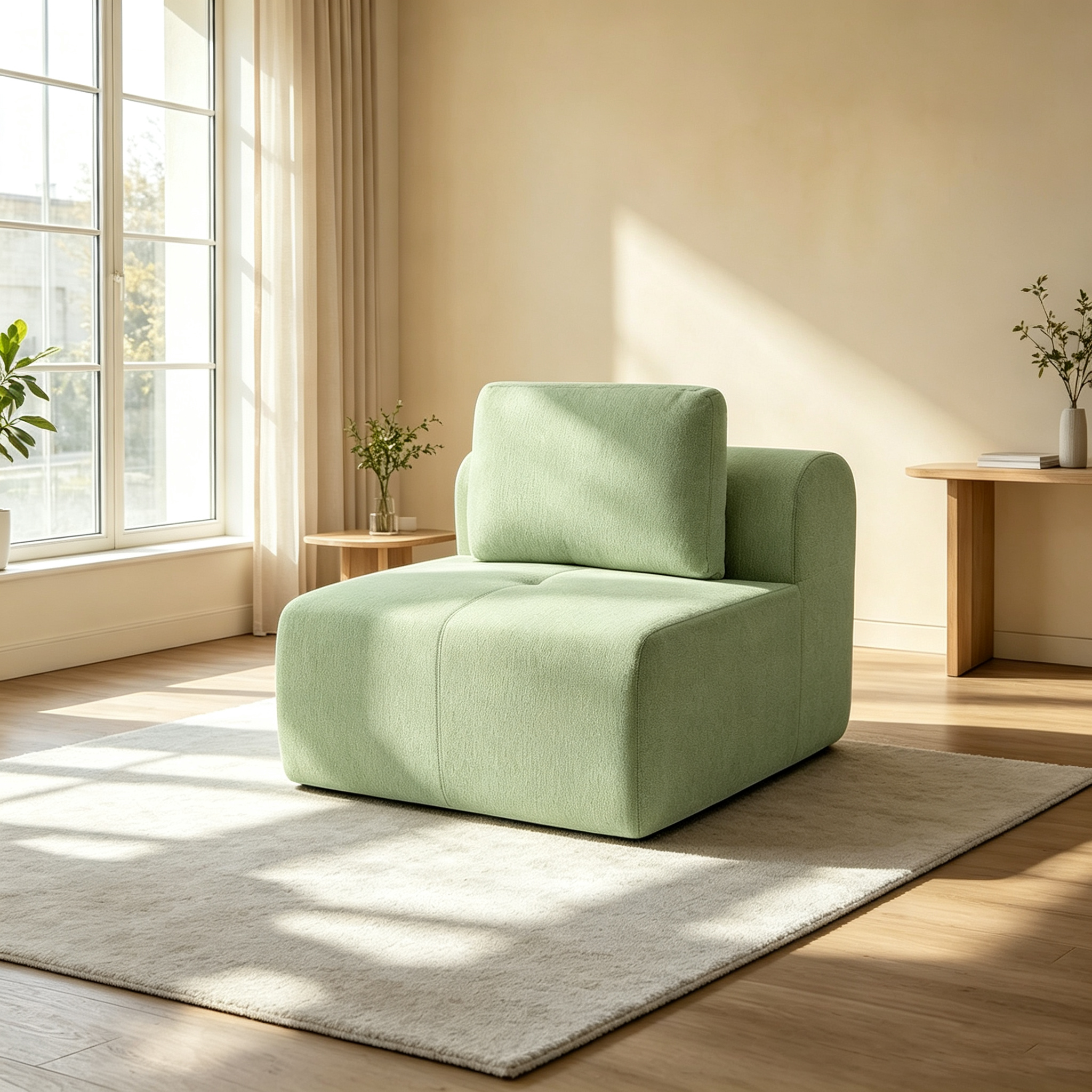 37" Oversized Cloud Modular Sofa, High Back & Extra Deep Seat, No Assembly Required Soft Chenille, Single Seat,Green