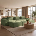 122" Modular Sectional Sofa U-Shaped Oversized Cloud Couch with High Back & Extra Deep Seat, No Assembly Required, Plush Chenille, 6 Seat, Green