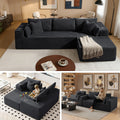108" L-Shape Modular Cloud Sectional Boneless Sofa with Chaise, Extra-Wide Deep Seat Plush Corduroy Couch for Living Rooms & Apartments (Dark Grey)