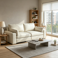 78" Oversized Faux Leather Loveseat Sofa, Deep Seat Couch with Wide Cushions, Scratch-Resistant Vegan Leather, Modern Living Room, Beige