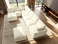 240.5" 7-Seater Cloud Sofa with 2 Movable Ottomans, Deep Seat Modelar Sectional Sofa with Memory Foam, Soft Chenille Fabric, Plush Comfy Sofa for Living Room, Beige