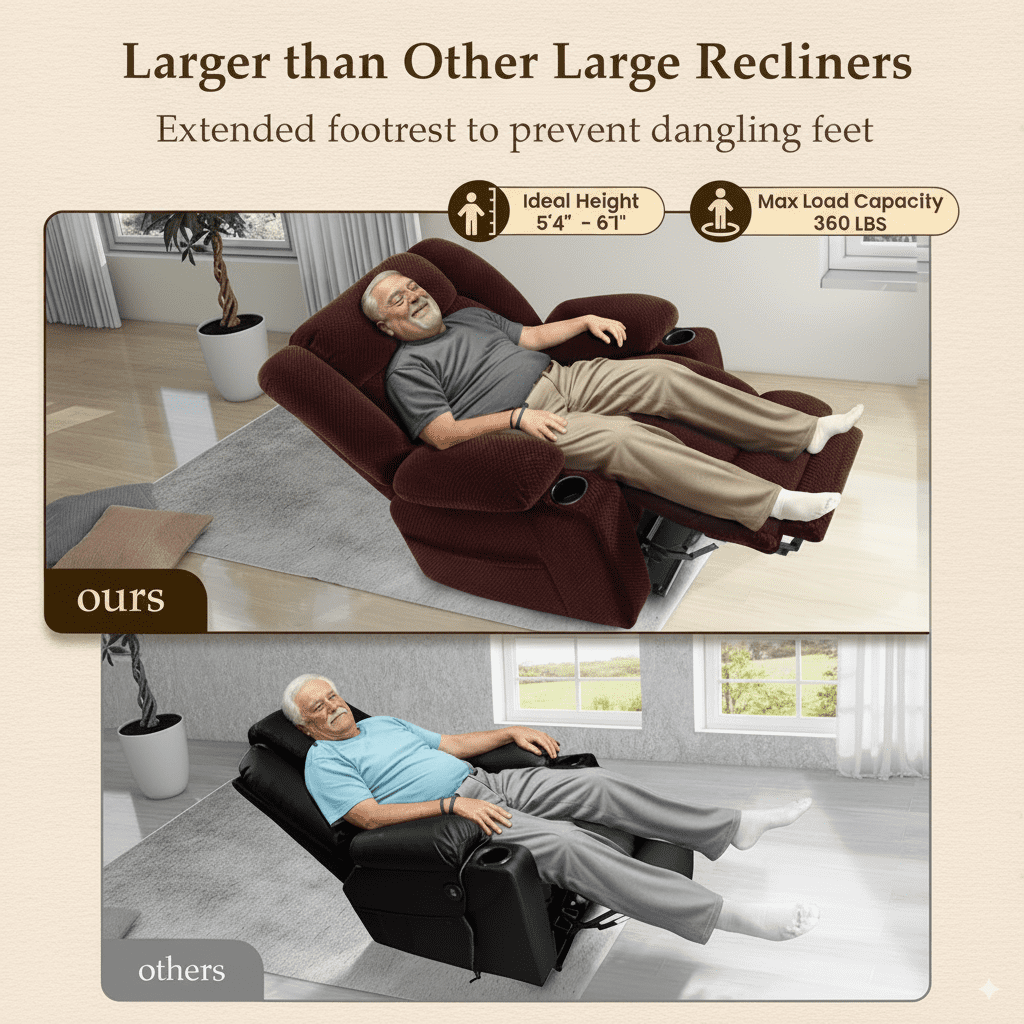 Large-Wide Power Lift Recliner Chair for Elderly, Big and Tall, Heat and Massage, Lift Chairs Recliners with Extended Footrest, Remote Control, 2 Cup Holders