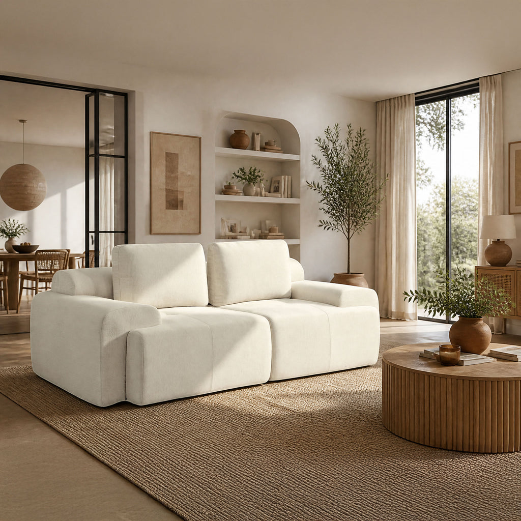 85" Loveseat Cloud Modular Sectional Sofa, High Back & Extra Deep Seat, No Assembly Required Soft Chenille, 2 Seat,Beige