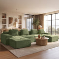 159" U-Shaped Oversized Cloud Couch, Modular Sectional Sofa with High Back & Extra Deep Seat, No Assembly Required, Plush Chenille, Green