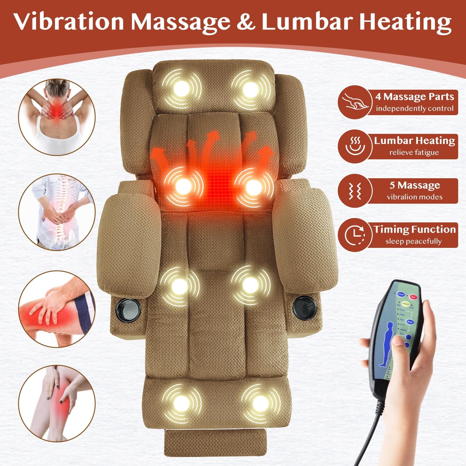 Triple Motor Large-Wide Power Lift Recliner Chair for Elderly Big and Tall, Lay Flat, Heat and Massage, Infinite Position, Power Headrest