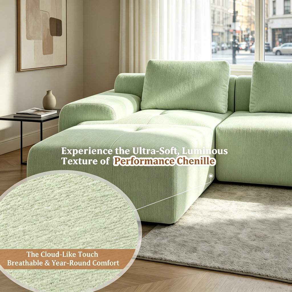 85" Oversized Cloud Modular Sofa, High Back & Extra Deep Seat, No Assembly Required Soft Chenille, Single Seat,Gray