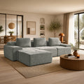122" Modular Sectional Sofa-L-Shaped Oversized Cloud Couch with High Back & Extra Deep Seat, No Assembly Required, Plush Chenille, 4 Seat, Light Grey