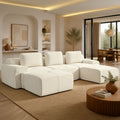 122" Modular Sectional Sofa U-Shaped Oversized Cloud Couch with High Back & Extra Deep Seat, No Assembly Required, Plush Chenille, 5 Seat, Beige