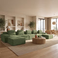 196" U-Shaped Oversized Cloud Couch, Modular Sectional Sofa with High Back & Extra Deep Seat, No Assembly Required, Plush Chenille, Green