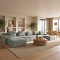 196" U-Shaped Oversized Cloud Couch, Modular Sectional Sofa with High Back & Extra Deep Seat, No Assembly Required, Plush Chenille, Light Grey