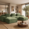 122" Modular Sectional Sofa U-Shaped Oversized Cloud Couch with High Back & Extra Deep Seat, No Assembly Required, Plush Chenille, 5 Seat, Green