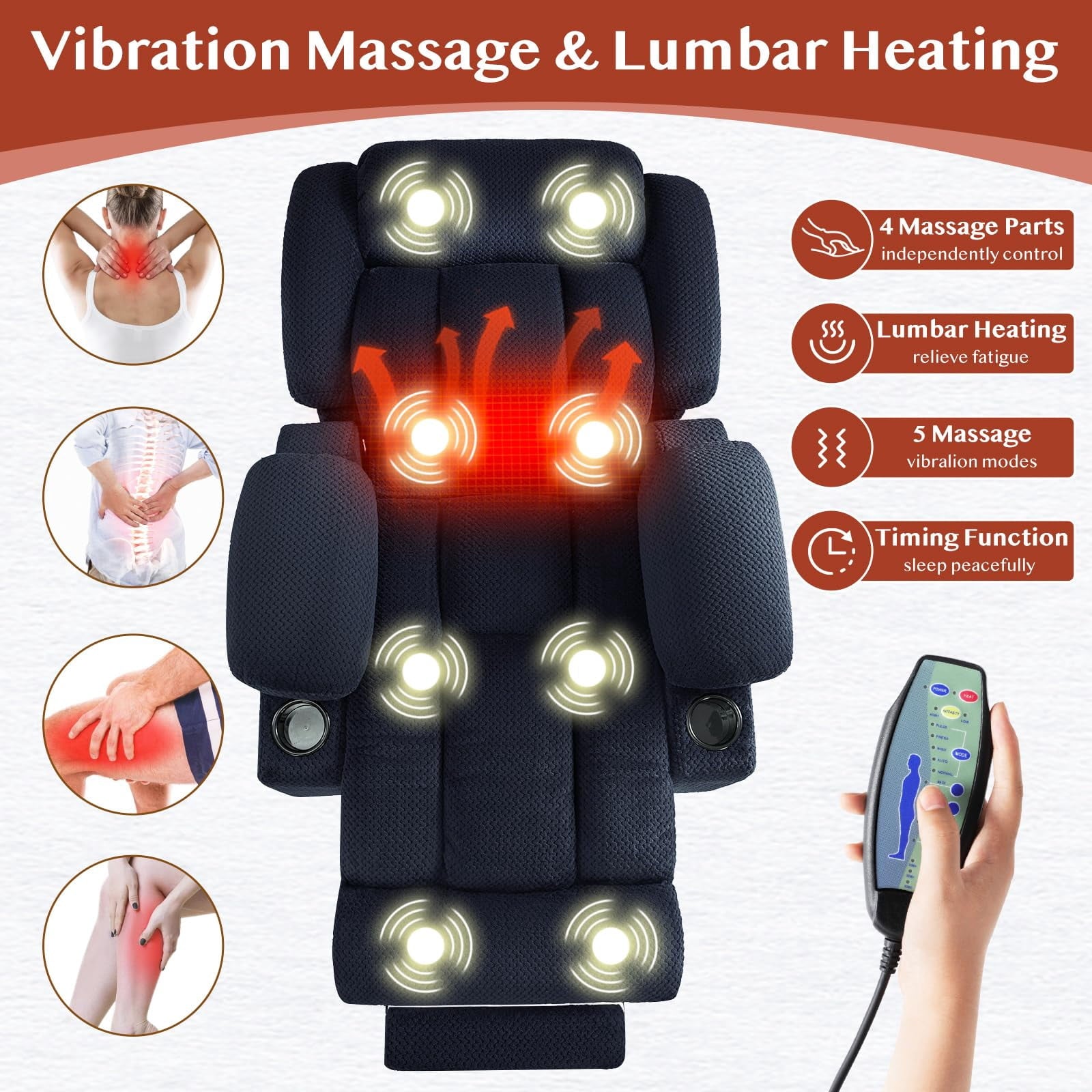 Triple Motor Large-Wide Power Lift Recliner Chair for Elderly Big and Tall, Lay Flat, Heat and Massage, Infinite Position, Power Headrest