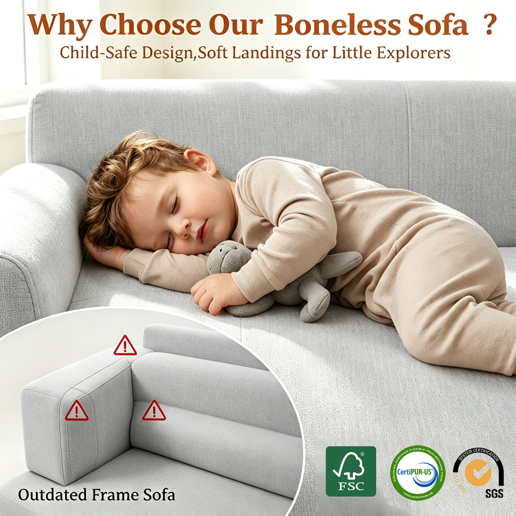 85" Oversized Cloud Modular Sofa, High Back & Extra Deep Seat, No Assembly Required Soft Chenille, 2 Seat,Light Gray