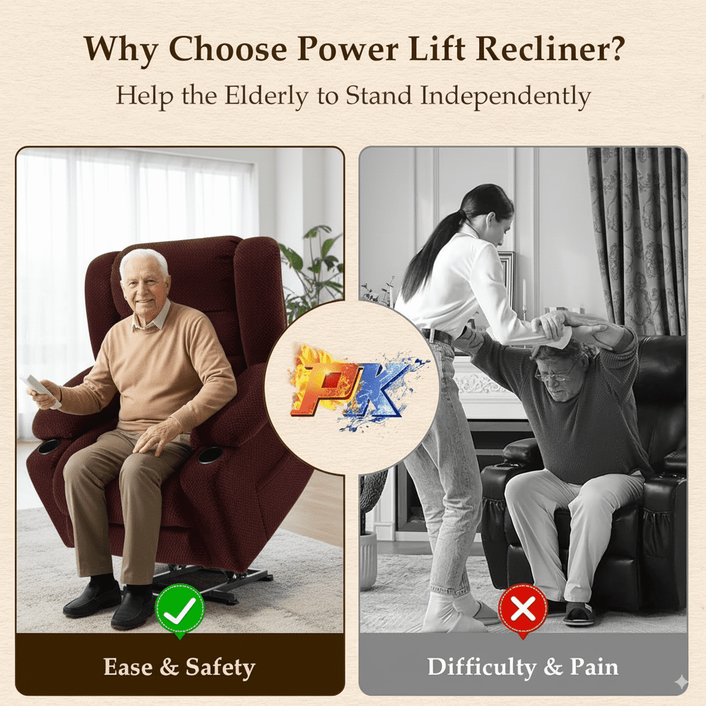 Large-Wide Power Lift Recliner Chair for Elderly, Big and Tall, Heat and Massage, Lift Chairs Recliners with Extended Footrest, Remote Control, 2 Cup Holders