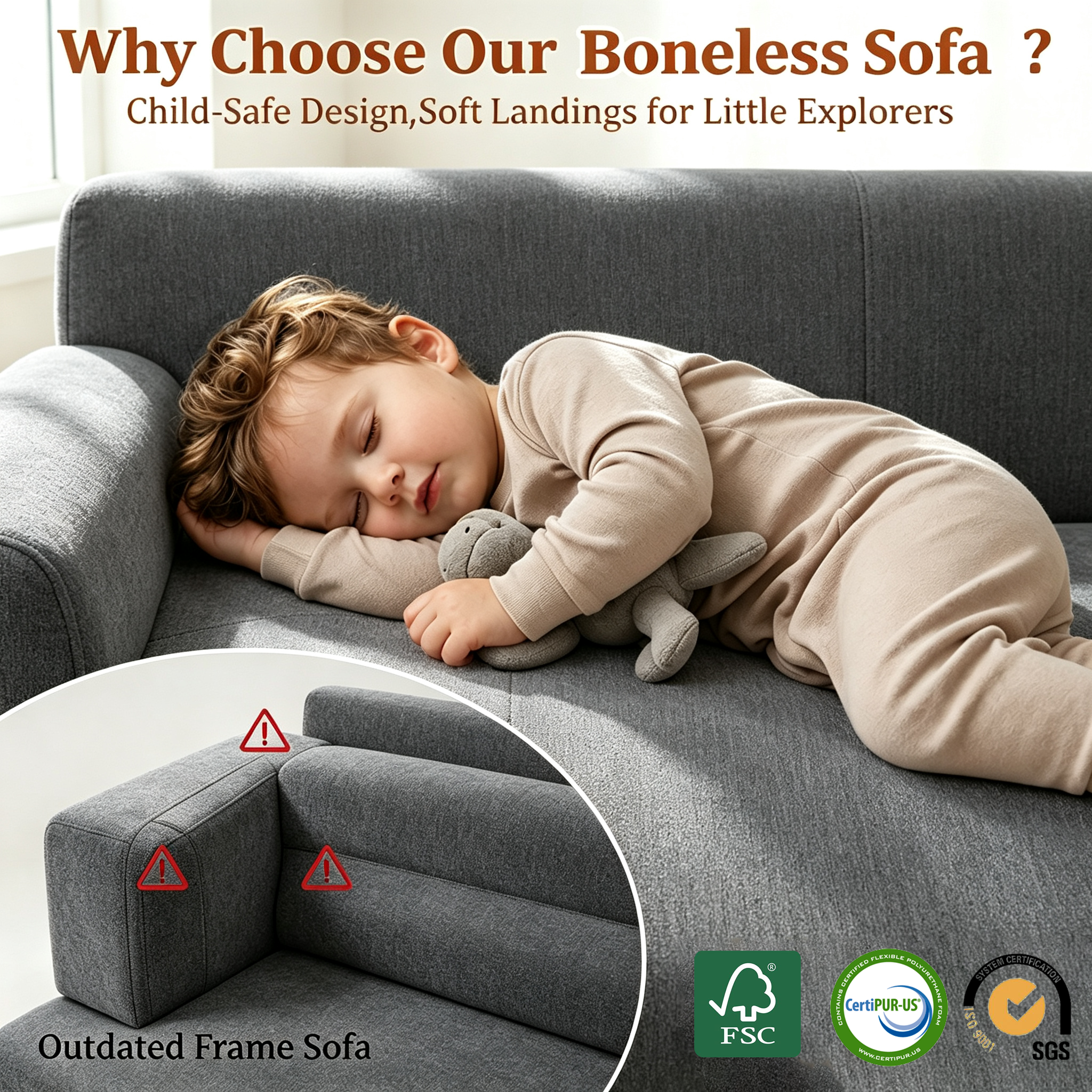 37" Oversized Cloud Modular Sofa, High Back & Extra Deep Seat, No Assembly Required Soft Chenille, Single Seat,Dark Grey
