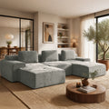 122" Modular Sectional Sofa U-Shaped Oversized Cloud Couch with High Back & Extra Deep Seat, No Assembly Required, Plush Chenille, 5 Seat, Light Grey