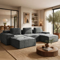 122" Modular Sectional Sofa U-Shaped Oversized Cloud Couch with High Back & Extra Deep Seat, No Assembly Required, Plush Chenille, 5 Seat, Dark Grey