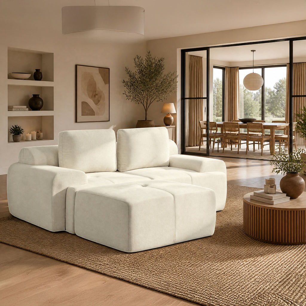 85" Oversized Cloud Modular Sofa, High Back & Extra Deep Seat, No Assembly Required Soft Chenille, 2 Seat,Beige