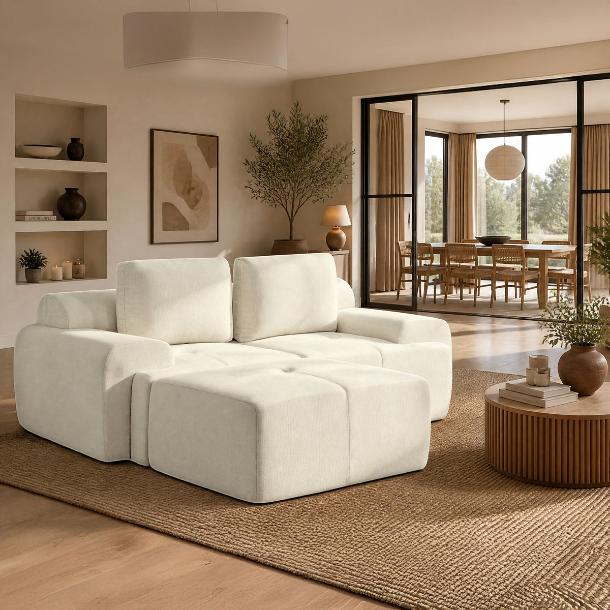 85" Oversized Cloud Modular Sofa, High Back & Extra Deep Seat, No Assembly Required Soft Chenille, 2 Seat,Beige