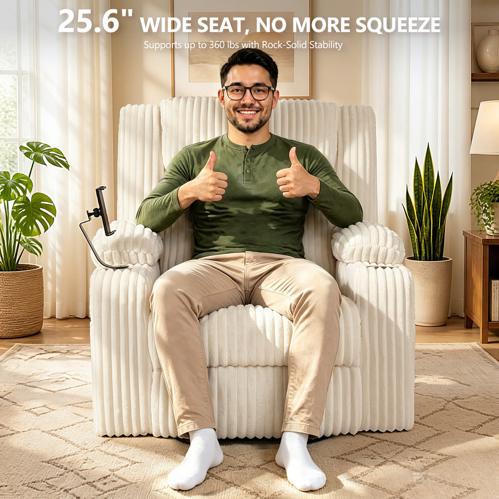 Large Wide Power Lift Recliner Chair for Elderly, Oversized Recliner with Power Headrest, Heat and Massage, Extended Footrest, USB Ports, Cup Holders and Storage Pockets, Beige