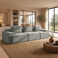 122" Oversized Cloud Modular Sofa, High Back & Extra Deep Seat, No Assembly Required Soft Chenille, 3 Seat,Light Gray