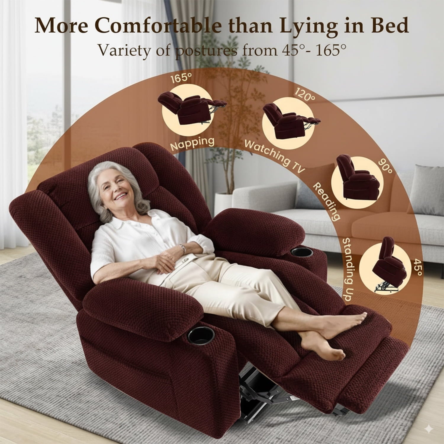 Large-Wide Power Lift Recliner Chair for Elderly, Big and Tall, Heat and Massage, Lift Chairs Recliners with Extended Footrest, Remote Control, 2 Cup Holders