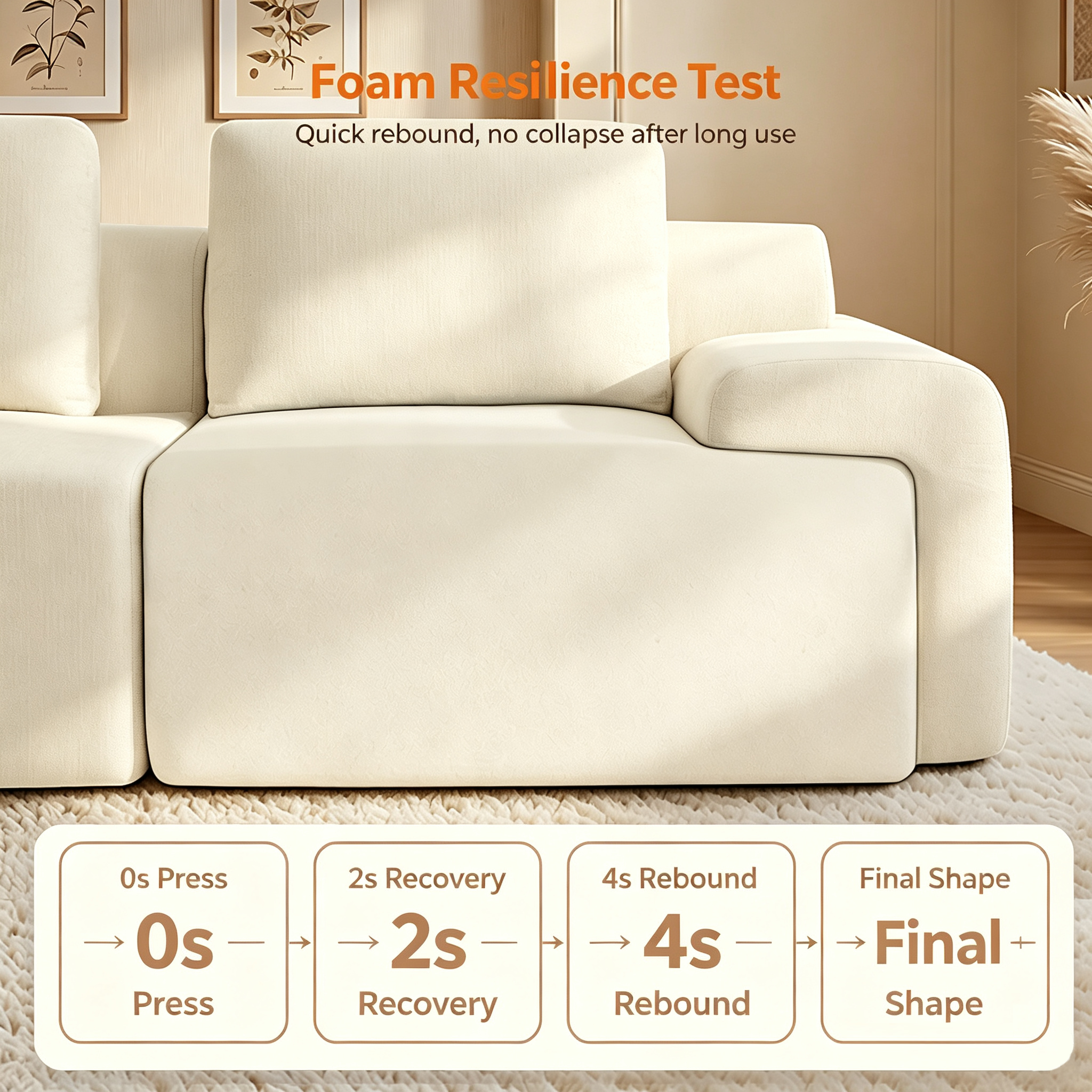 159" U-Shaped Oversized Cloud Couch, Modular Sectional Sofa with High Back & Extra Deep Seat, No Assembly Required, Plush Chenille, Beige