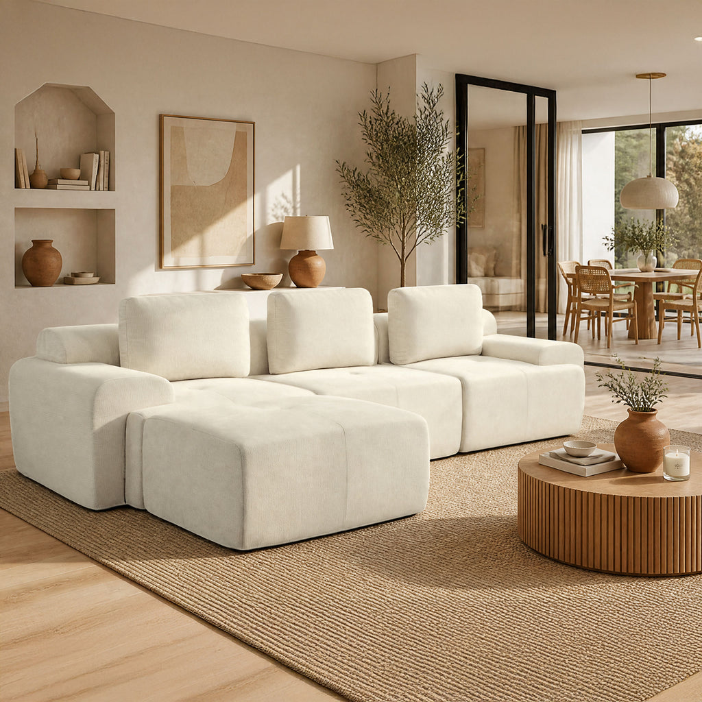 122" Modular Sectional Sofa-L-Shaped Oversized Cloud Couch with High Back & Extra Deep Seat, No Assembly Required, Plush Chenille, 4 Seat, Beige