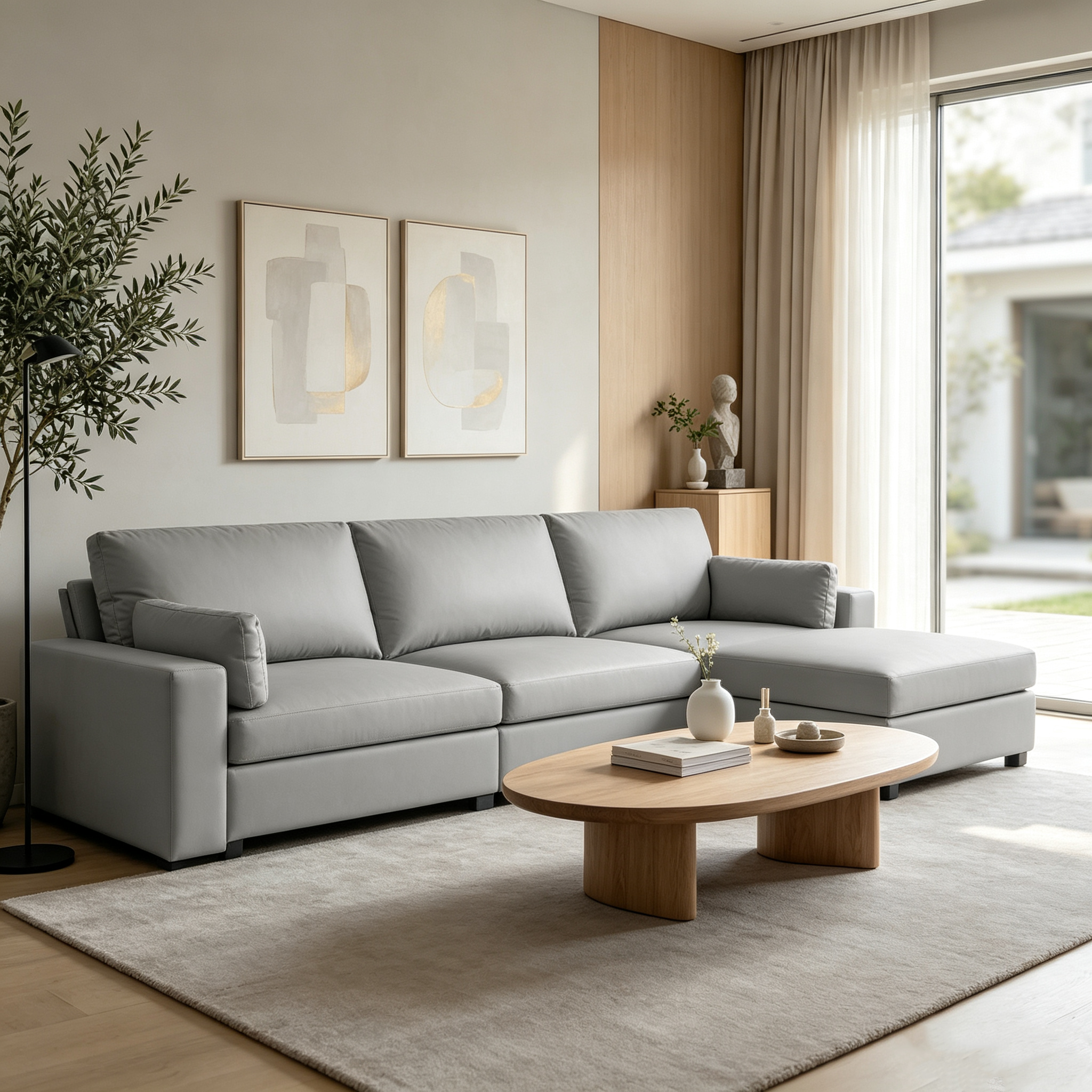 117" Oversized Modular Sectional Sofa with Storage Ottoman, Deep Seat L-Shaped Faux Leather Couch, Scratch-Resistant Vegan Leather, Modern Living Room, Dark Gray