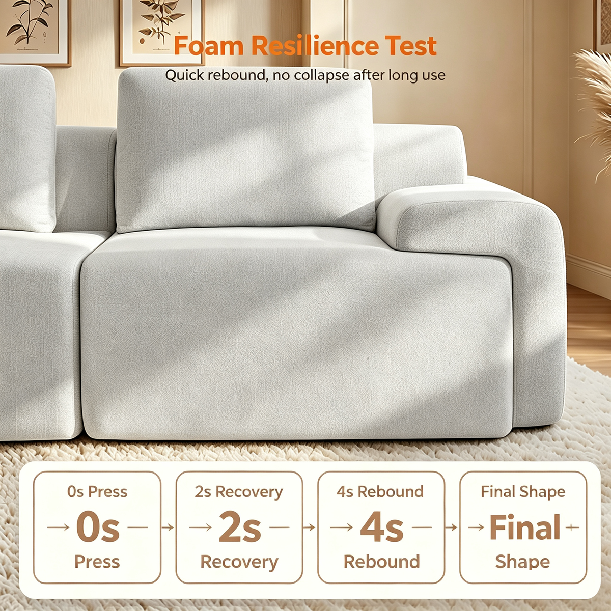 85" Oversized Cloud Modular Sofa, High Back & Extra Deep Seat, No Assembly Required Soft Chenille, 2 Seat,Light Gray