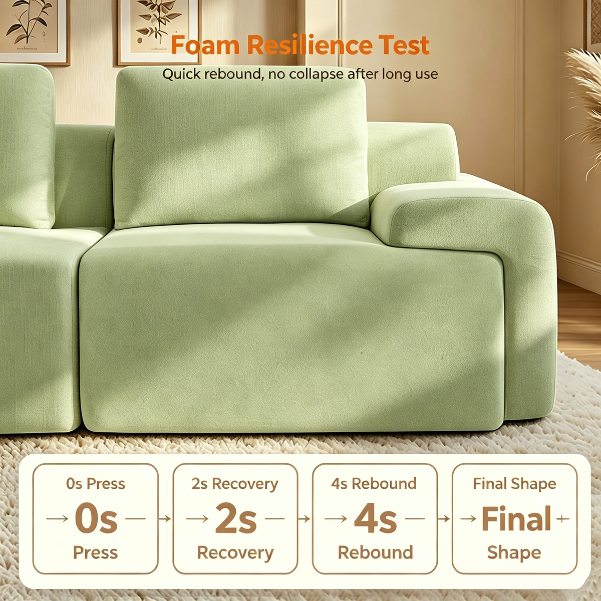 85" Oversized Cloud Modular Sofa, High Back & Extra Deep Seat, No Assembly Required Soft Chenille, Single Seat,Gray