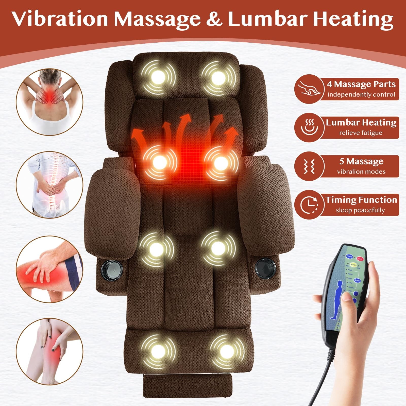 Triple Motor Large-Wide Power Lift Recliner Chair for Elderly Big and Tall, Lay Flat, Heat and Massage, Infinite Position, Power Headrest