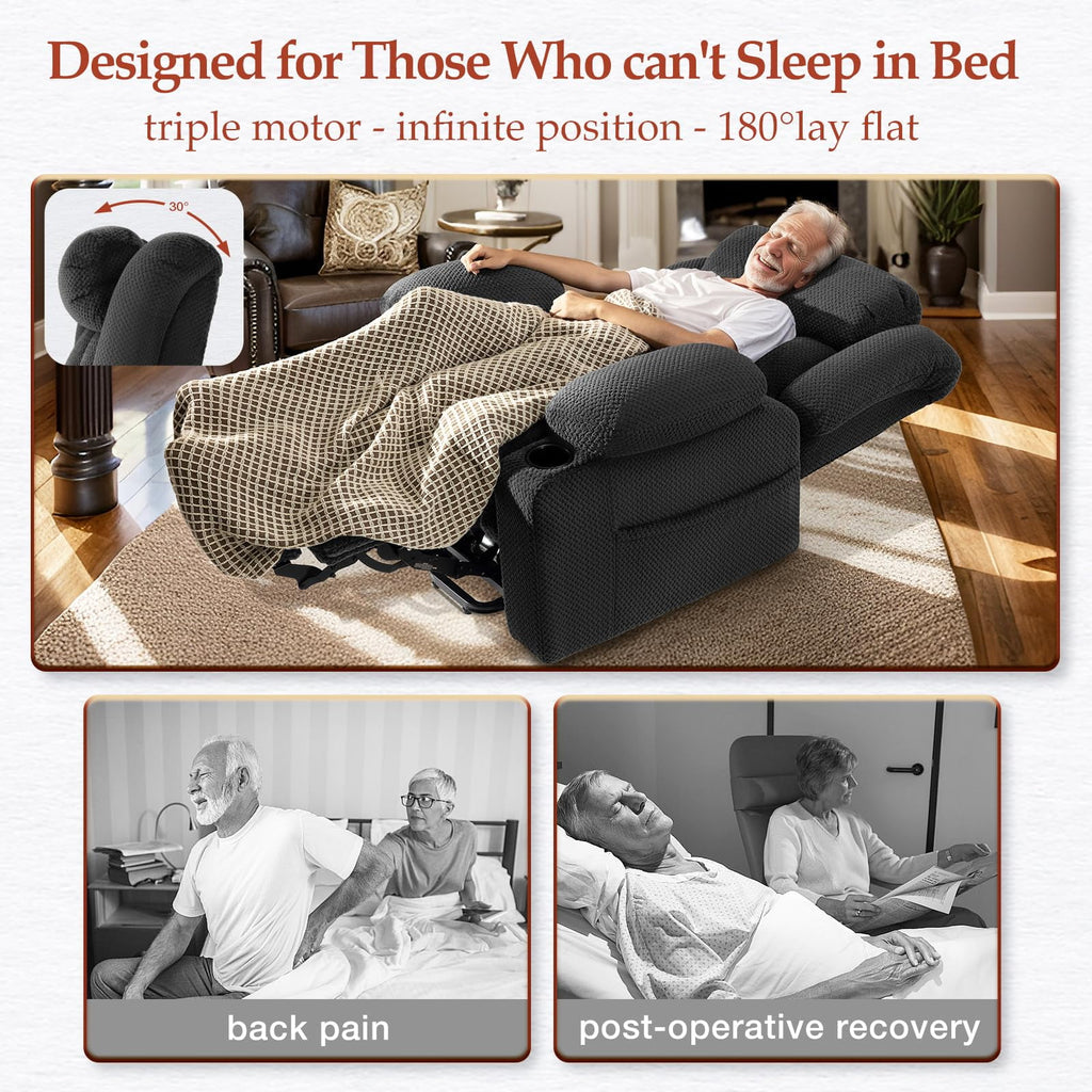 Triple Motor Large-Wide Power Lift Recliner Chair for Elderly Big and Tall with Heat and Massage