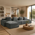 159" L-Shaped Oversized Cloud Couch, Modular Sectional Sofa with High Back & Extra Deep Seat, No Assembly Required, Plush Chenille, Dark Grey