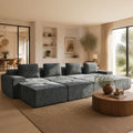 159" U-Shaped Oversized Cloud Couch, Modular Sectional Sofa with High Back & Extra Deep Seat, No Assembly Required, Plush Chenille, Dark Grey