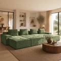 159" U-Shaped Oversized Cloud Couch, Modular Sectional Sofa with High Back & Extra Deep Seat, No Assembly Required, Plush Chenille, Green